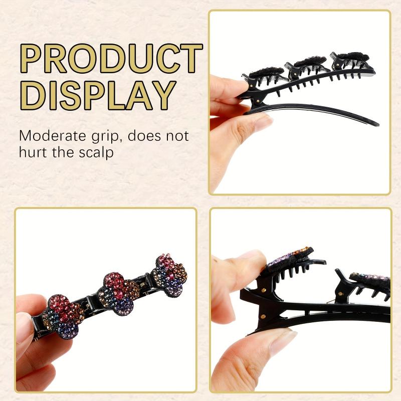 10Pcs Crystal Four Leaf Clover Hair Clips for Braids