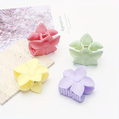 4pcs Solid Hair Claw Flower Shaped Hair Claw Sweet Nonslip Ponytail Holder