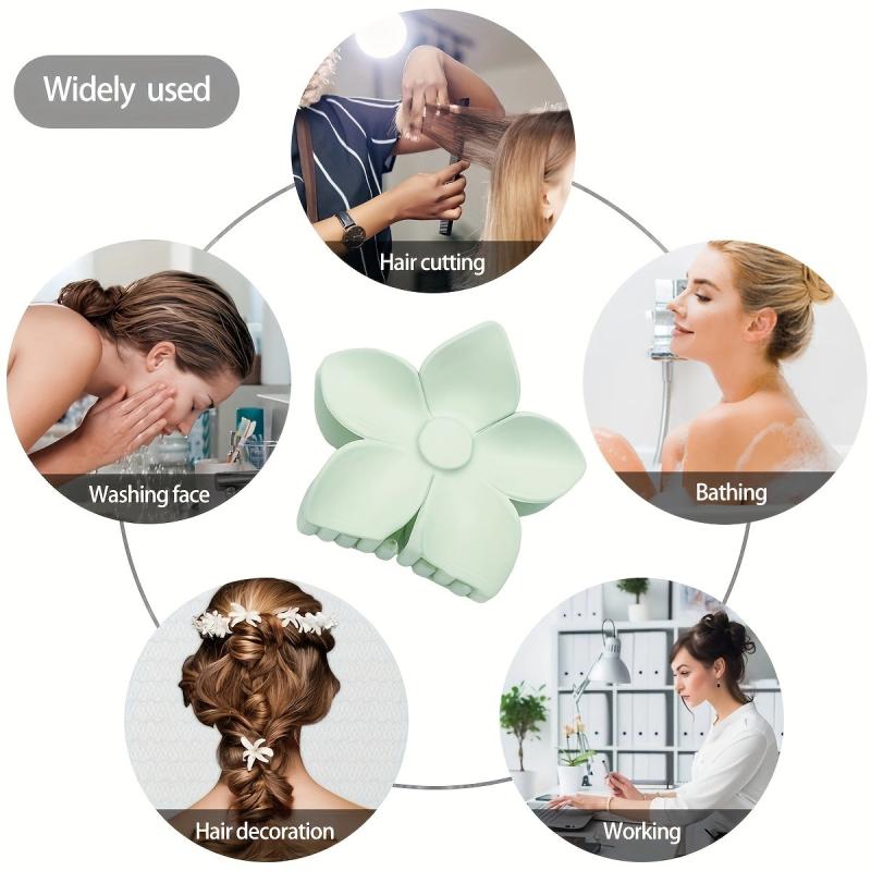 4pcs Solid Hair Claw Flower Shaped Hair Claw Sweet Nonslip Ponytail Holder