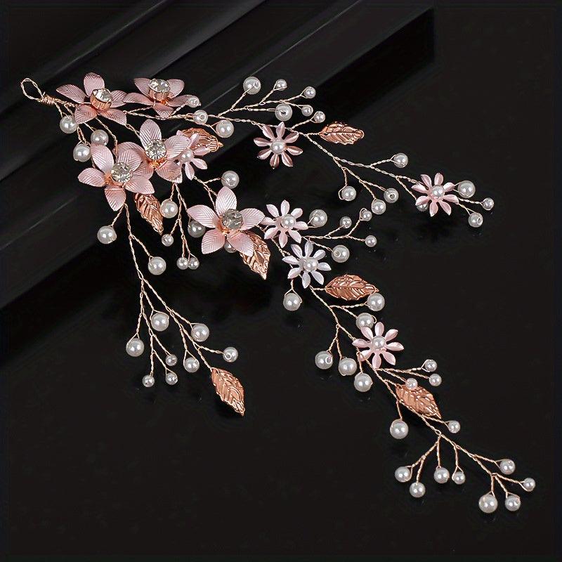 Faux Pearl Floral Head Piece Bridal Wedding Hair Accessories