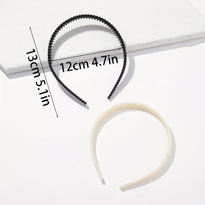 2pcs Faux Pearl Headband Nonslip Head Hoop Hair Band