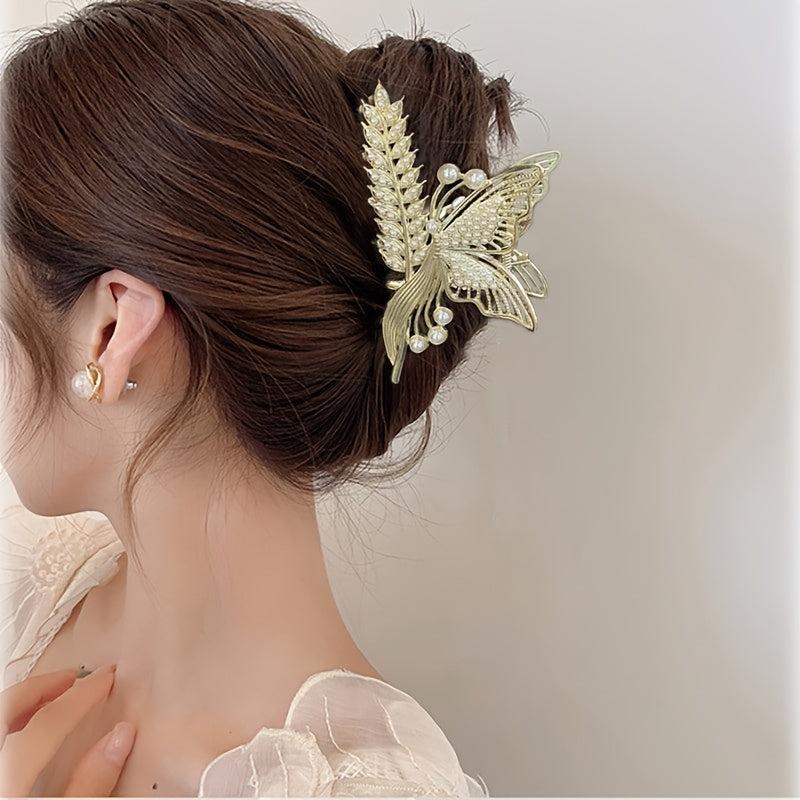 Faux Pearl Flower Hair Claw Clips Non Slip Strong Hold Grip Hair Jaw Clip