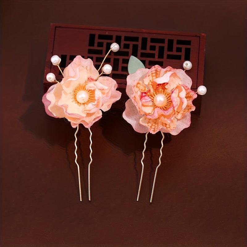 Chinese Style Flower Head Piece Hairpin Women's Accessories
