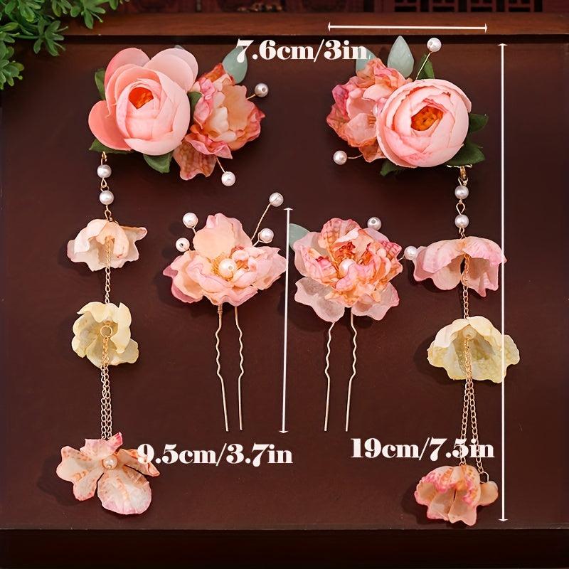 Chinese Style Flower Head Piece Hairpin Women's Accessories