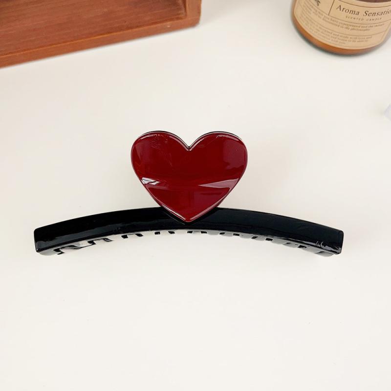 Heart Decor Hair Claw Candy Sweet Clip