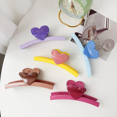 Heart Decor Hair Claw Candy Sweet Clip