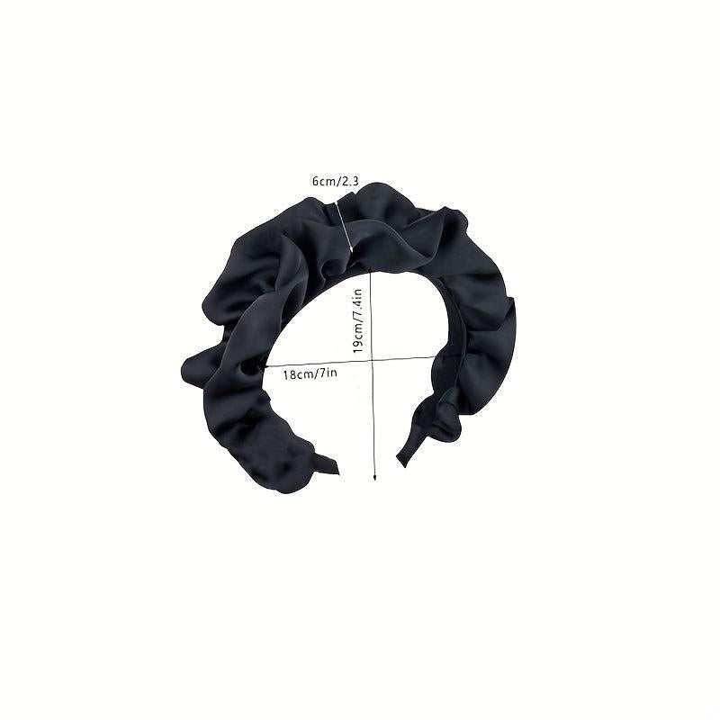 Wide Brim Head Hoop Satin Pleated Hair Band Solid Headdress