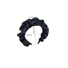 Wide Brim Head Hoop Satin Pleated Hair Band Solid Headdress
