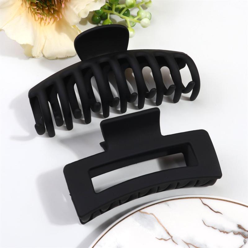 2pcs Multicolor Thick Acrylic Hair Clip Rectangle Long Hair Resin Claw Clips