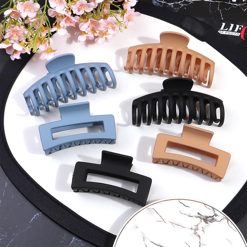 2pcs Multicolor Thick Acrylic Hair Clip Rectangle Long Hair Resin Claw Clips