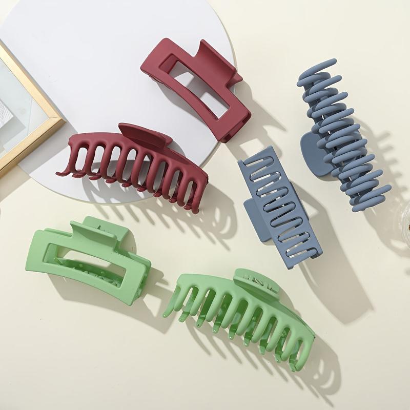 2pcs Multicolor Thick Acrylic Hair Clip Rectangle Long Hair Resin Claw Clips