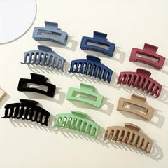 2pcs Multicolor Thick Acrylic Hair Clip Rectangle Long Hair Resin Claw Clips