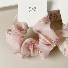 Floral Print Scrunchies Hair Tie Silky Hair Rope Hair Accessories