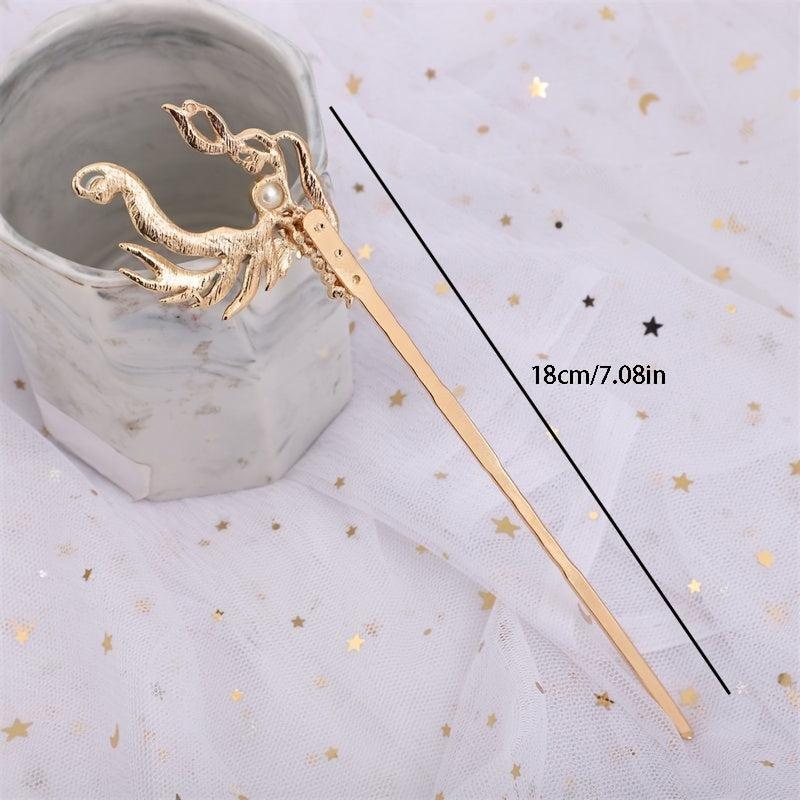 Vintage Chinese Style Cloisonne Hairpin Faux Pearl Hair Pin