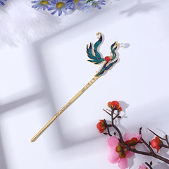 Vintage Chinese Style Cloisonne Hairpin Faux Pearl Hair Pin