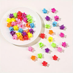 50pcs Cartoon Flower Hair Claw Clip Solid Banana Clip