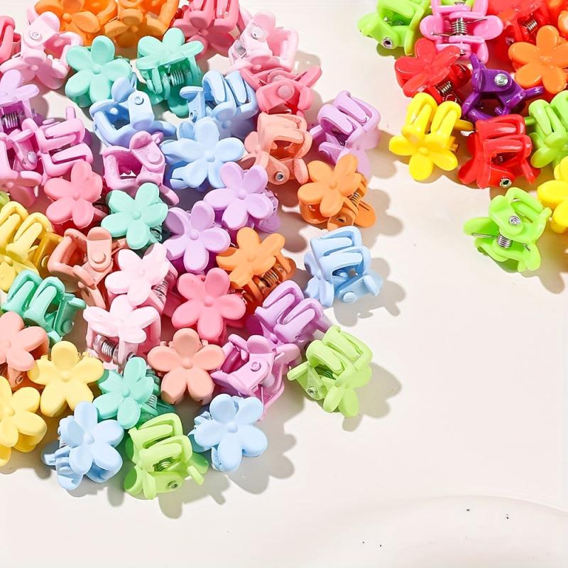 50pcs Cartoon Flower Hair Claw Clip Solid Banana Clip