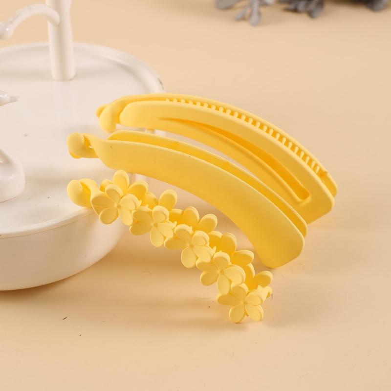 3pcs Lemon Yellow Banana Clips Hair Accessories