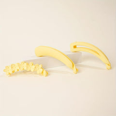 3pcs Lemon Yellow Banana Clips Hair Accessories