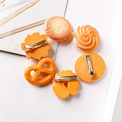 6pcs Cookies Shaped Hair Clip Duck Billed Clip For Women Girls
