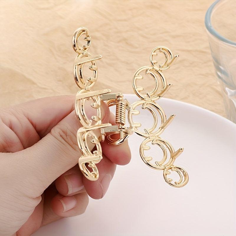 Vintage Smile Face Hair Claw Clip Strong Hold Alloy Hair Claw