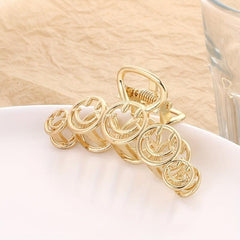 Vintage Smile Face Hair Claw Clip Strong Hold Alloy Hair Claw