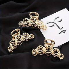 Vintage Smile Face Hair Claw Clip Strong Hold Alloy Hair Claw