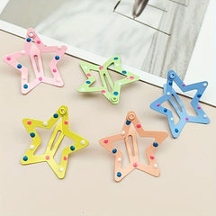 10pcs Sweet Snap Clip Star Shaped Hair Claw Metal Candy Hair Clip