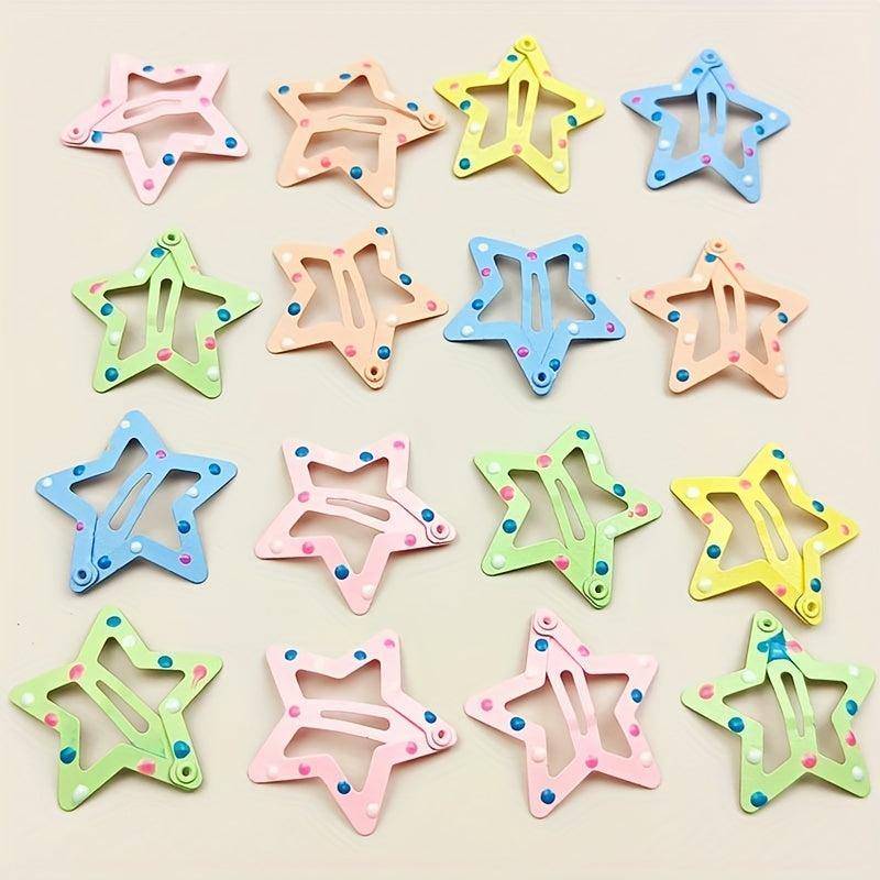10pcs Sweet Snap Clip Star Shaped Hair Claw Metal Candy Hair Clip