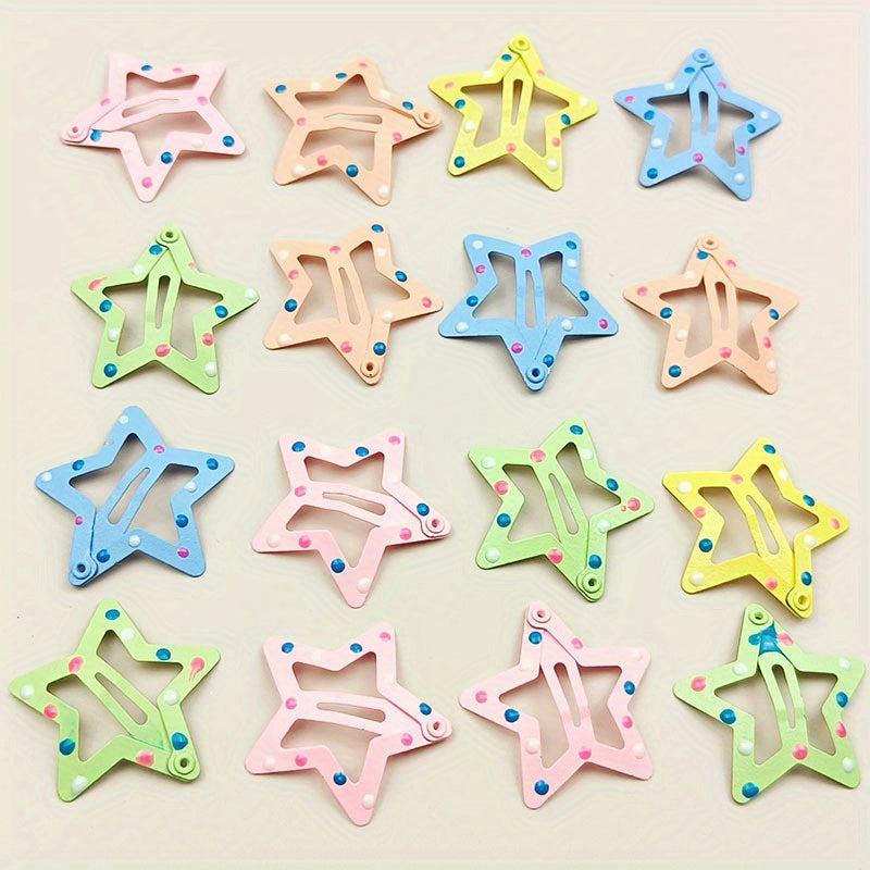 10pcs Sweet Snap Clip Star Shaped Hair Claw Metal Candy Hair Clip
