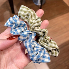 6pcs Large Plaid Scrunchie Hair Tie Vintage Hair Rope Female Accessories