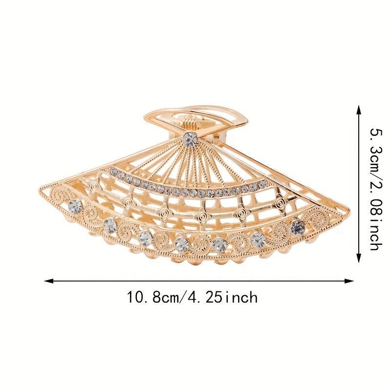Faux Pearl Fan Hair Clip Rhinestone Headdress Clip Hairpin