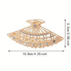 Faux Pearl Fan Hair Clip Rhinestone Headdress Clip Hairpin