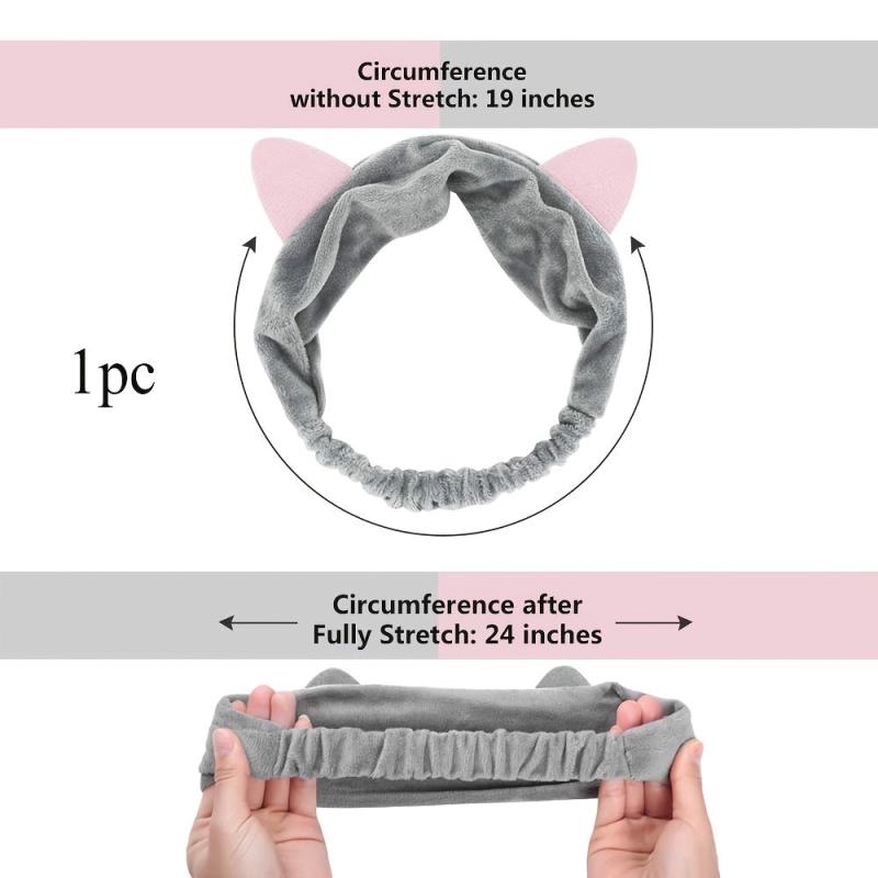Cat Ears Spa Facial Headband Slip Elastic Face Washing Hair Band Soft Fabric