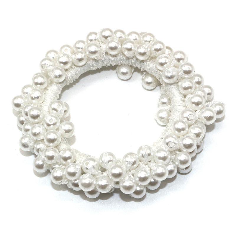 Solid Beaded Scrunchie Ponytail Holder Hair Accessory