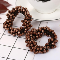 Solid Beaded Scrunchie Ponytail Holder Hair Accessory
