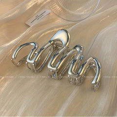 3pcs Metal Wave Hair Claw Large Back Head Shark Claw Headwear Hair Accessories
