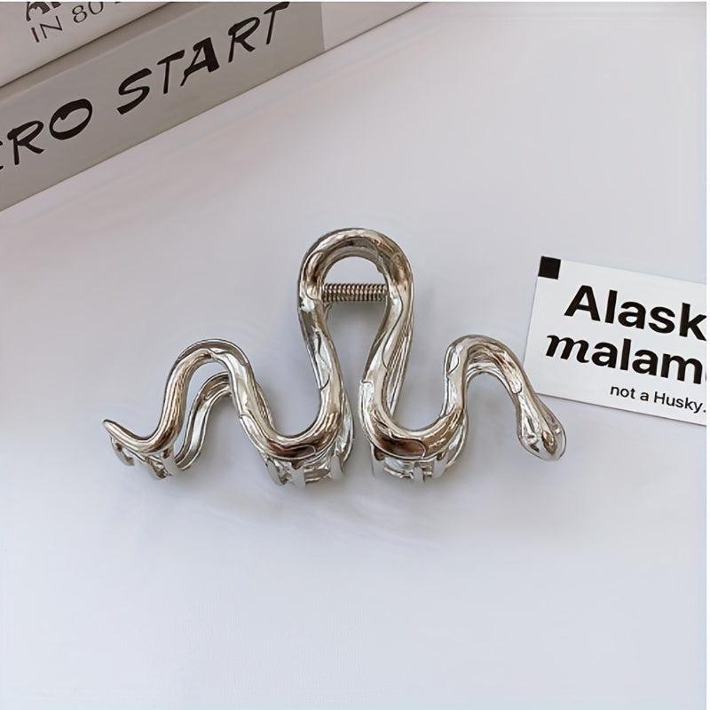 3pcs Metal Wave Hair Claw Large Back Head Shark Claw Headwear Hair Accessories