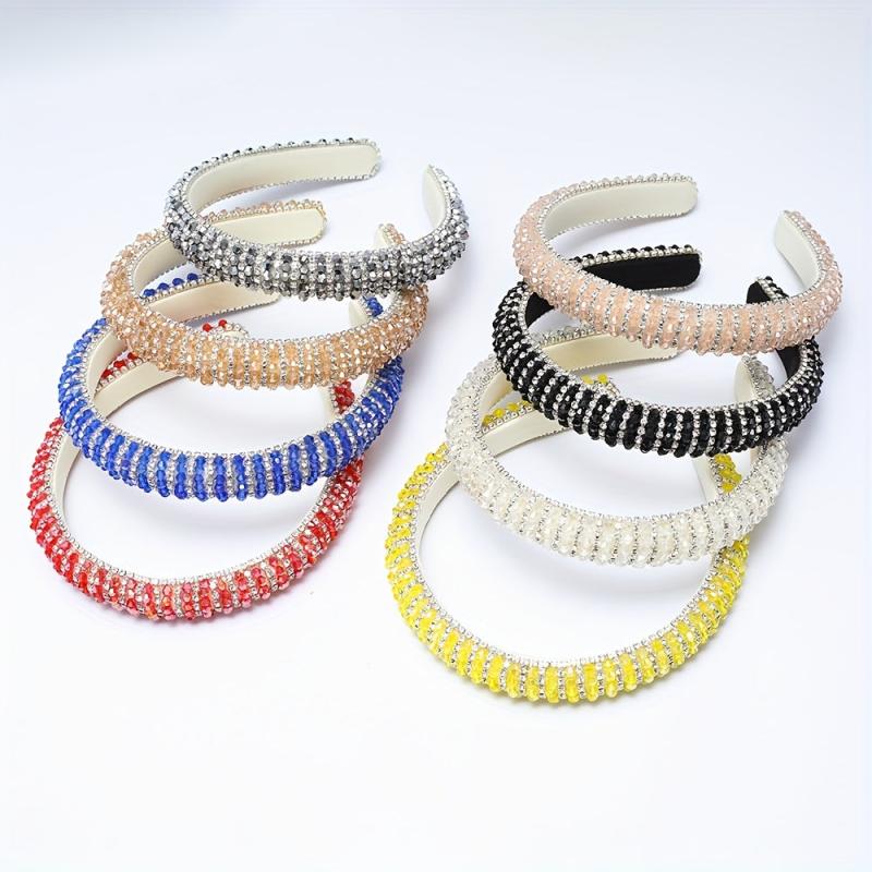 Baroque Rhinestone Beaded Headband Glitter Head Hoop Hair Accessories