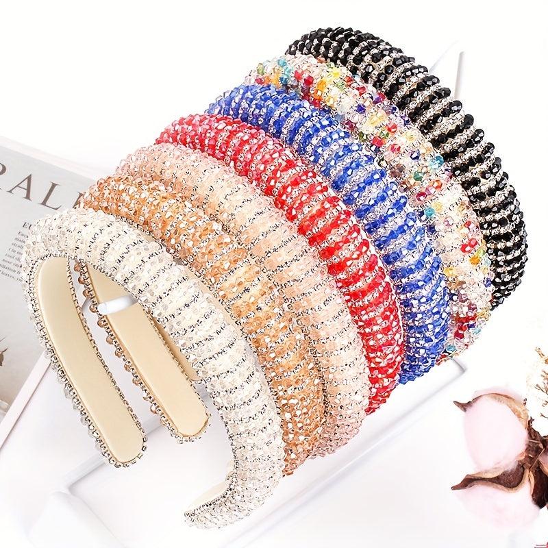 Baroque Rhinestone Beaded Headband Glitter Head Hoop Hair Accessories