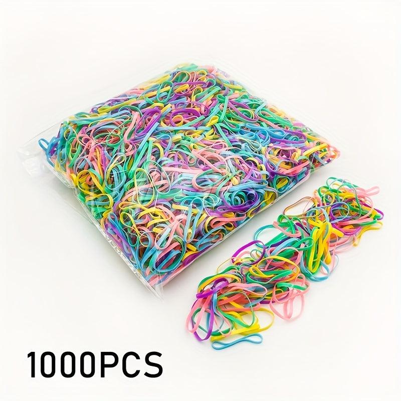 1000pcs Solid Hair Tie Non Slip Scrunchie Ponytail Holder Minimalist Hair Band