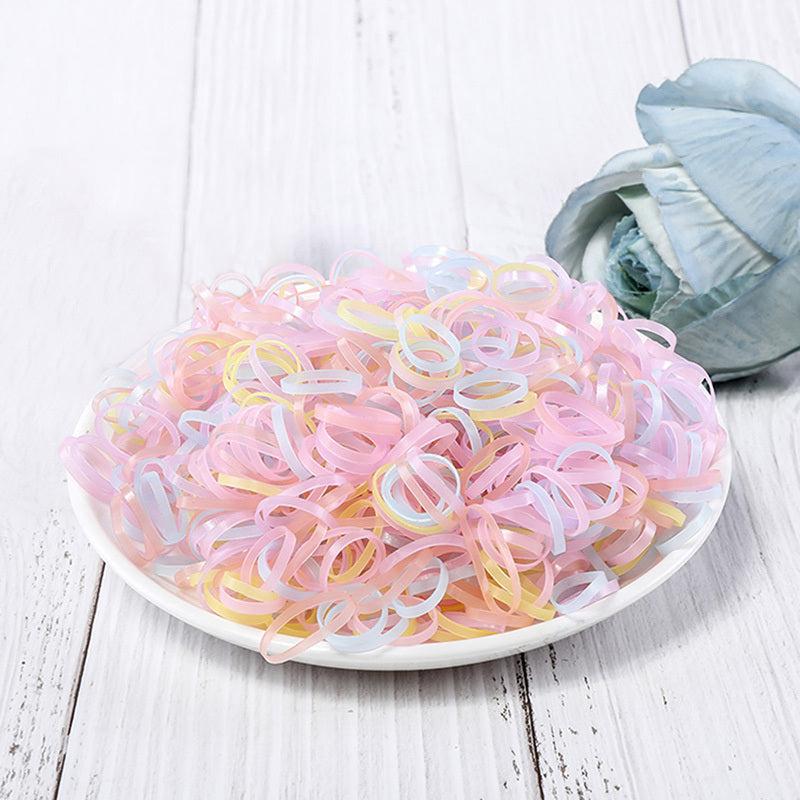 1000pcs Disposable Mixed Elastic Rubber Band Headband Girls Hair Accessories