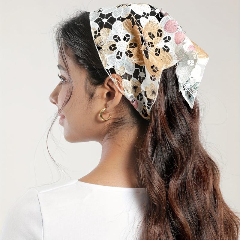 Crocheted Flower Triangle Headband - Pastoral Style Hair Accessory