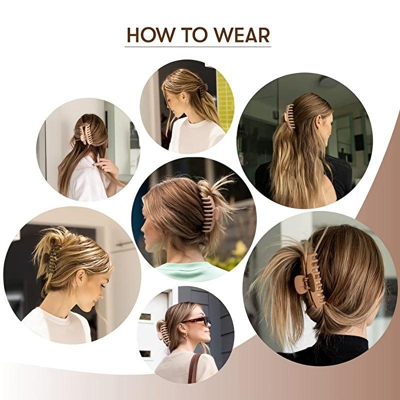 Matte Big Hair Claw Clips for Thick Hair - Set of 4