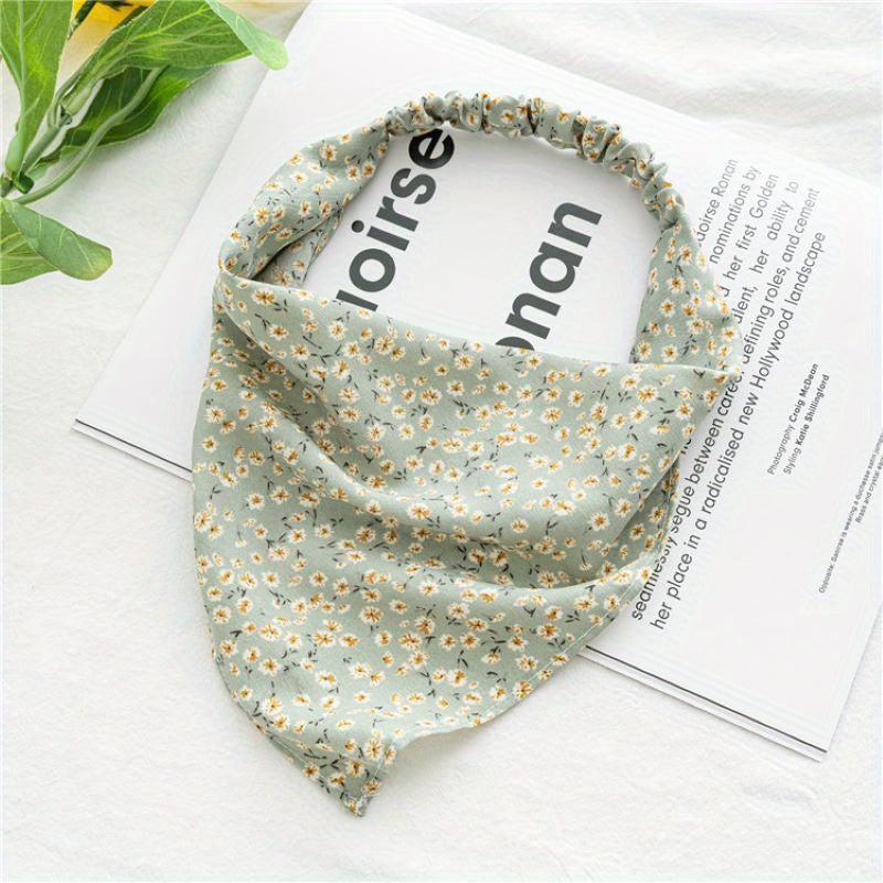 Floral Head Scarf Triangle Hair Scarf Flower Printed Hair Bundle