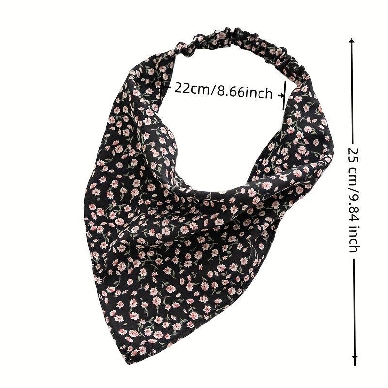 Floral Head Scarf Triangle Hair Scarf Flower Printed Hair Bundle