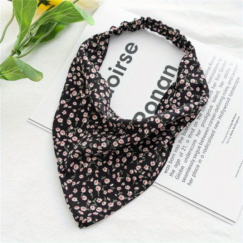 Floral Head Scarf Triangle Hair Scarf Flower Printed Hair Bundle