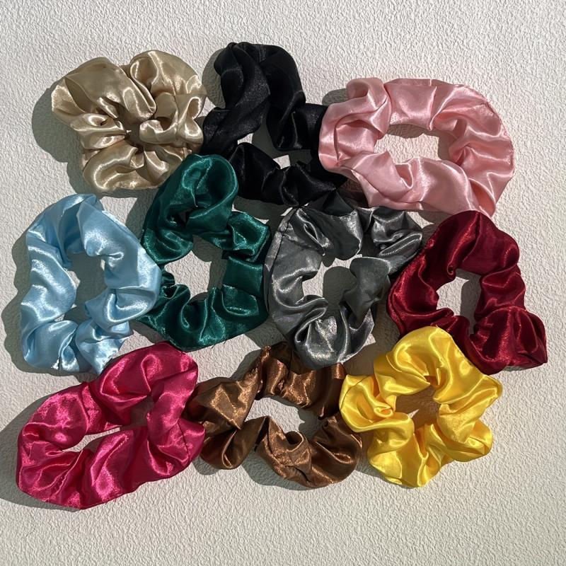 10pcs Glitter Satin Hair Tie Elastic Scrunchie Hair Rope Accessories
