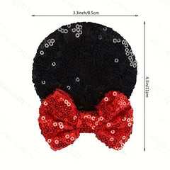 2pcs Mouse Ears Hair Clip Sequin Bow for Kids Party Cosplay