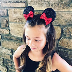 2pcs Mouse Ears Hair Clip Sequin Bow for Kids Party Cosplay